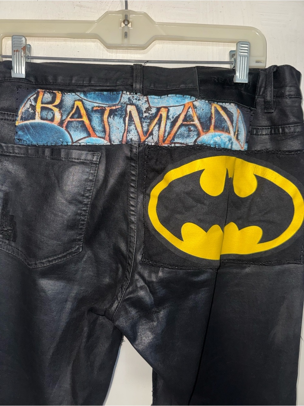 Reason Black Patchwork Graphic Slim Straight Jeans with Blue & Purple Accents - Picture 6 of 16